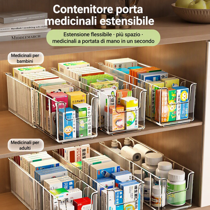🔥Porte-médicaments télescopique transparent — Extensible, idéal pour ranger votre armoire à pharmacie 💊🗄️