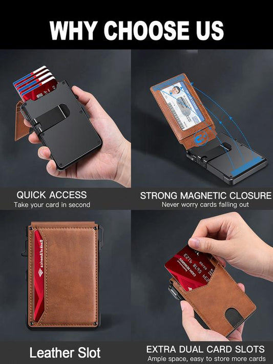 🧳🔐Portefeuille fin homme avec RFID, fente AirTag & mécanisme pop-up – Sécurité intelligente pour voyageurs et navetteurs ✈️