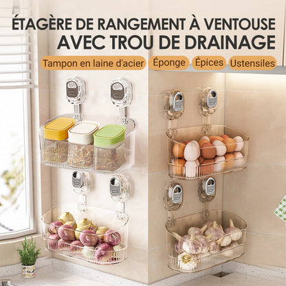 🔥50 % de réduction🔥Support de rangement à ventouses avec trou de drainage