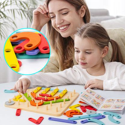 ✨Puzzle à Encastrement Montessori🎁Formes Géométriques en Bois avec Cartes Modèles pour l'Apprentissage Précoce🎄