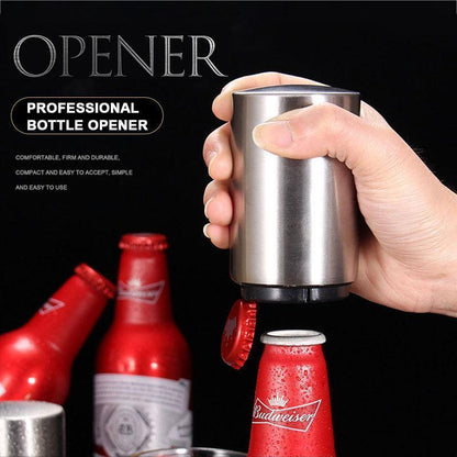 🍺 -50% ! 🧲 Ouvre-Bouteille Automatique en Acier Inoxydable – Aimant Intégré & Design Ergonomique – Pour Bière et Boissons – Noir/Argent/Or/Rose 🍻