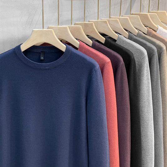 T-shirt basique à col rond en tricot uni pour homme