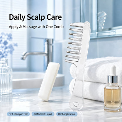 💧Peigne applicateur d'huile pour cuir chevelu rechargeable avec 7 embouts de massage en métal – Répartition homogène du sérum à la racine et stimulation du cuir chevelu pour le soin des cheveux