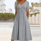 🌷50% de réduction au printemps🌷Femmes Col V Manches Courtes Robes Longues