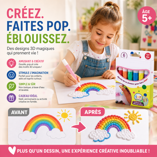 🎄🎁 Stylos à dessin DIY Bubble Popcorn, création ludique, cadeau original pour enfants et loisirs créatifs ✨