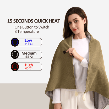 🔥Soldes de Noël - Jusqu'à 50% de réduction❄️Couverture chauffante électrique portable à fermeture éclair douce☀️Réchauffez tout l'hiver
