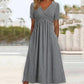 🌷50% de réduction au printemps🌷Femmes Col V Manches Courtes Robes Longues