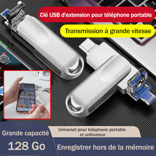 🔥Clé USB d'extension multifonctionnelle 4 en 1 pour téléphones portables de grande capacité