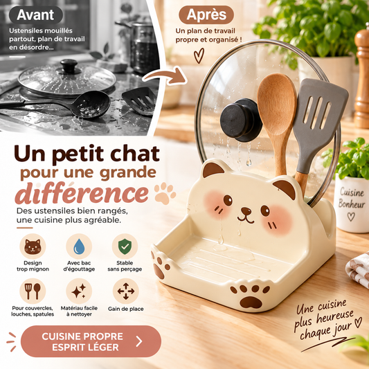 jolis porte-couvercles en forme de chat, en imitation céramique