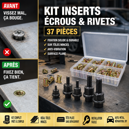 🔥Hot Sale 49% de réduction🔥Jeu d’écrous à sertir filetés avec tête plate