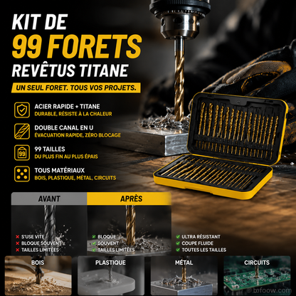 🪛 Soldes 2026 — Plus de 32000 vendus ! ⚒️ Lot 99 forets revêtus titane sortie usine