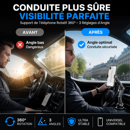 Support de verre à 360° pivotant et réglable pour voiture