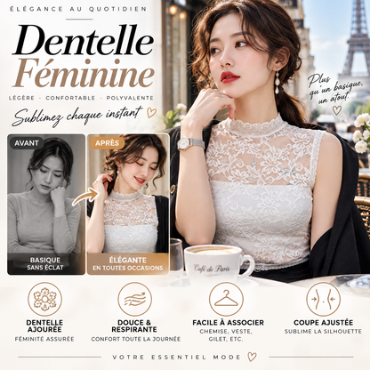 👚Débardeur en dentelle ajourée pour femme