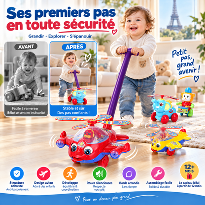 ✈️ Jouet d'avion à pousser à la main pour les bébés qui apprennent à marcher