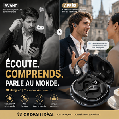 Écouteurs Bluetooth avec traduction IA dans 188 langues
