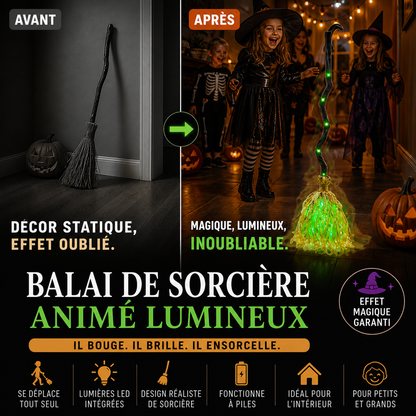 Décoration de balai de sorcière électrique pour Halloween