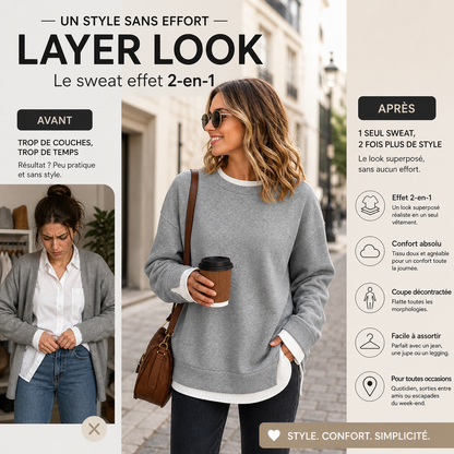 ✨Sweat-shirt à superposition deux pièces pour femme ✨👍