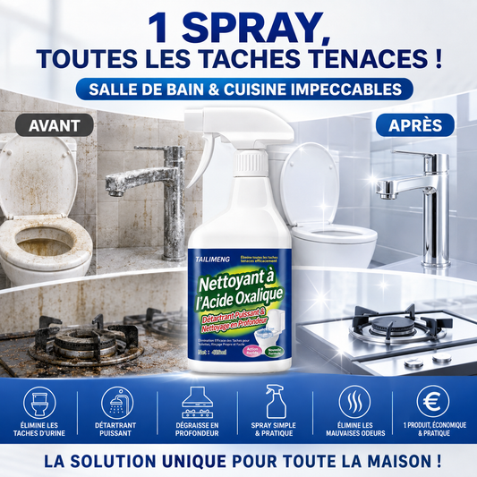 🛁 Spray nettoyant multifonction contre les dépôts d'urine, le calcaire et la graisse de cuisine