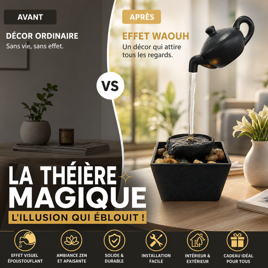 📢📢50% DE RÉDUCTION !! ⏰Fontaine Décorative Théière à Illusion Flottante