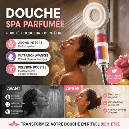 🚿 Pomme de douche parfumée avec surpresseur et filtre à eau