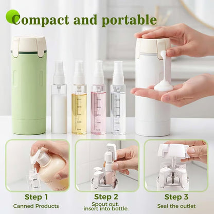 📢📢50 % de réduction ! Flacons distributeurs rechargeables 4 en 1 pour le voyage – Compact, étanche & ultra-pratique ✈️🧴