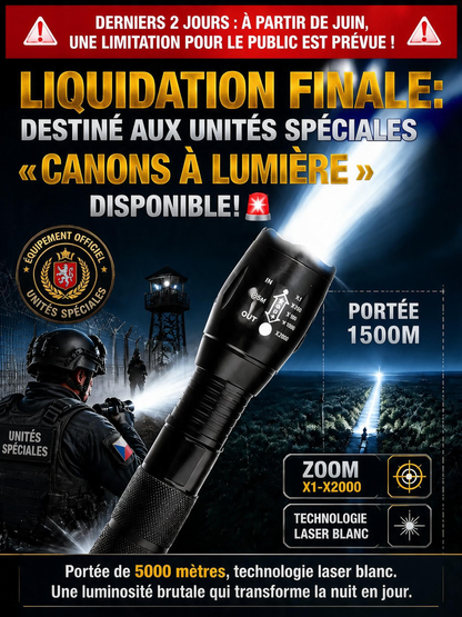 Lampe laser blanche ultra-puissante avec zoom réglable