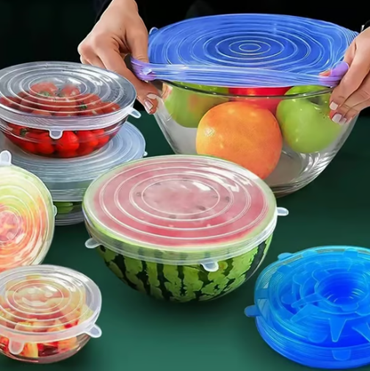 🎁 ACHETEZ 1 OBTENEZ 1 GRATUIT! 🔥 Couvercles en silicone Adpartner lot de 6 – Étanches, réutilisables & adaptables – Idéaux pour conserver vos aliments frais 🥗