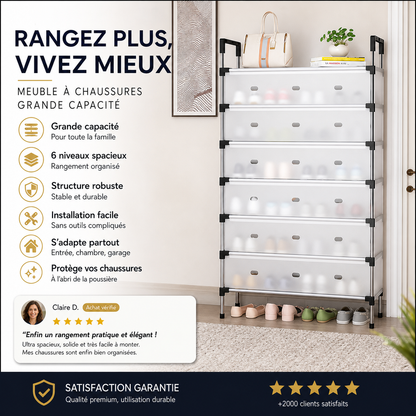 Étagère à Chaussures à Plusieurs Niveaux de Grande Capacité