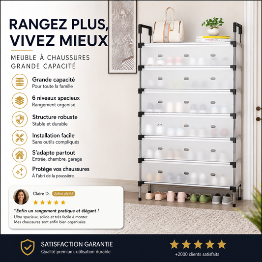 Étagère à Chaussures à Plusieurs Niveaux de Grande Capacité