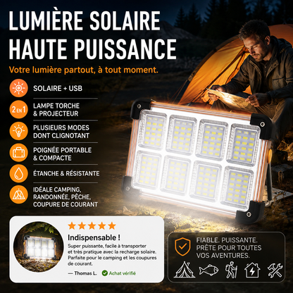 ☀️ Lampe portable à énergie solaire, projecteur multifonctionnel pour le camping et les situations d'urgence