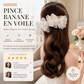 🌸 Barrette coréenne en forme de banane avec du tulle à fleurs