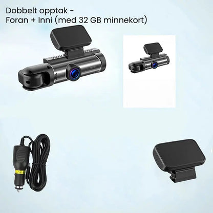 Caméra embarquée avec angle de vue large de 170° et double lentille 1080p