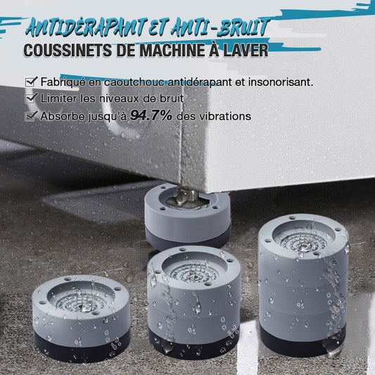 🛡️🧼 PROMO FLASH 50% ! Coussinets Anti-Vibration 4PCS pour Machine à Laver & Séchoir – Absorption 95%, Installation Facile, Antidérapant, Gris, Parfaits pour Réduire Bruit & Déplacements ✨