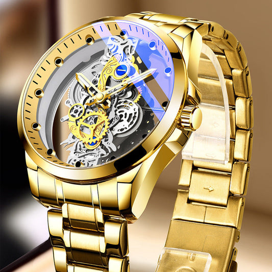 📢📢50% DE RÉDUCTION !! ⏰ Montre Squelette Double Face – Tourbillon Non Mécanique, Lumineuse, Étanche 30M ✨
