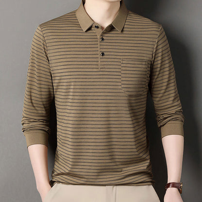 Chemise rayée pour homme avec col et patte de boutonnage