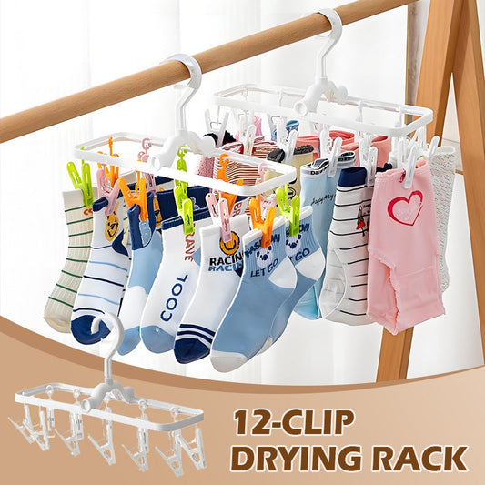 Porte-séchoir pliable et coupe-vent à 12 pinces