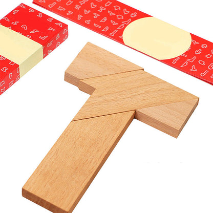 Puzzle éducatif en bois en forme de T