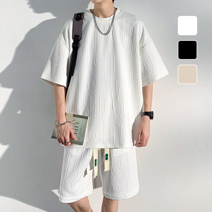 Ensemble survêtement homme grande taille à manches courtes et short