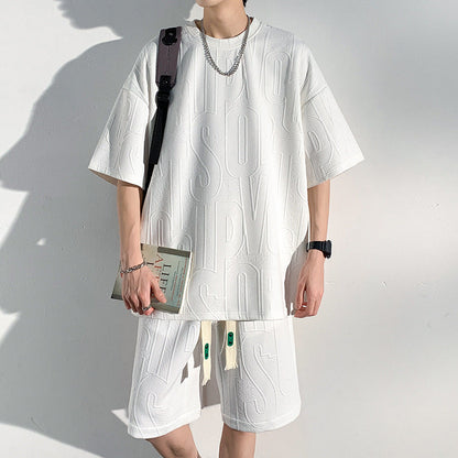 Ensemble survêtement homme grande taille à manches courtes et short