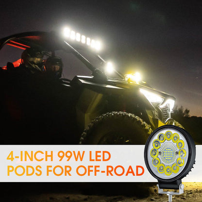 🔦 Projecteur LED 4 Pouces 99W pour Off-Road📍999 perles LED📍