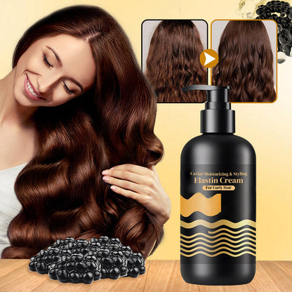 Crème hydratante et coiffante au caviar et à l'élastine pour cheveux bouclés