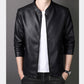 Veste en simili cuir à col montant pour homme