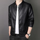 Veste en simili cuir à col montant pour homme