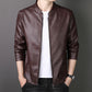 Veste en simili cuir à col montant pour homme