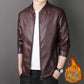 Veste en simili cuir à col montant pour homme