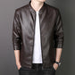 Veste en simili cuir à col montant pour homme