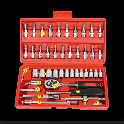 Kit de 46 pièces – Clés à douilles et à cliquet rapide