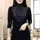 Blouse à manches longues et col montant rembourrée pour femme
