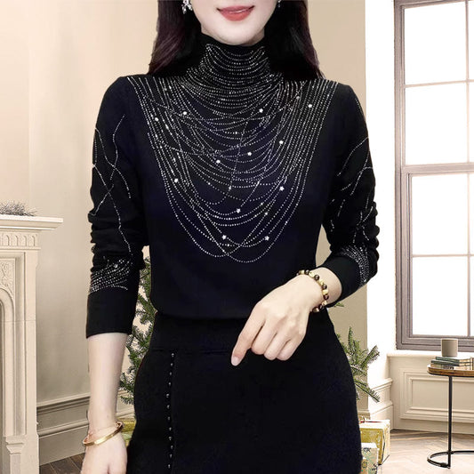 Blouse à manches longues et col montant rembourrée pour femme