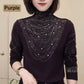 Blouse à manches longues et col montant rembourrée pour femme